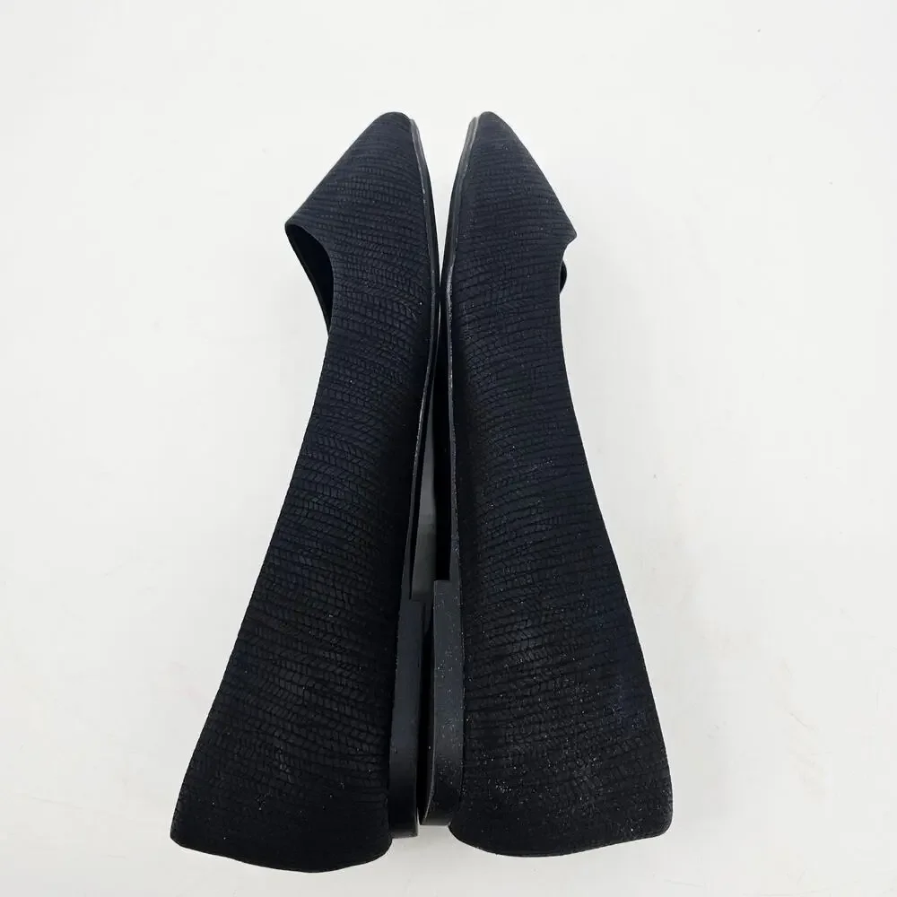 Christian Siriano Gigi Black Pointed Toe Ribbed Ballet Flat Shoe 8 W NEW - Picture 5 of 10